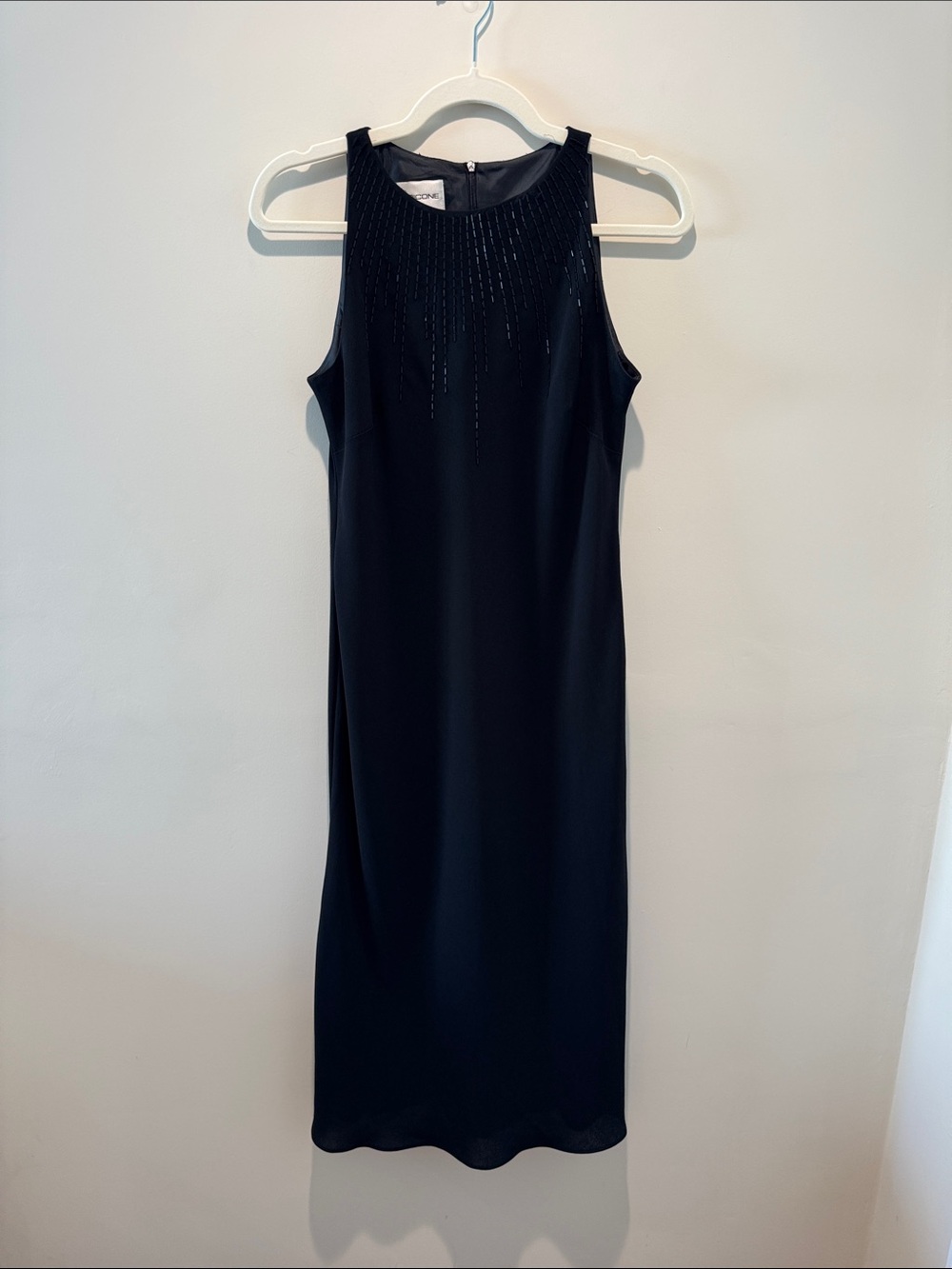 Vintage Elegant Black Beaded Sleeveless high neck Midi Dress